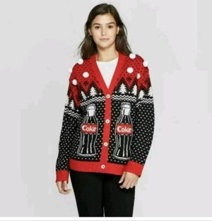 COCA COLA Women's Ugly Christmas Sweater XL lPolar Bears Holiday Coke‎